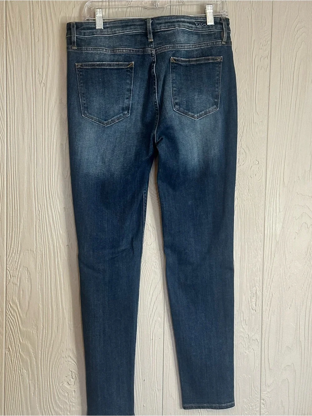 VIGOSS Women's Dark Wash Blue Denim Skinny Slim Jeans Distressed Stretch 32